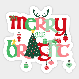 Merry and Bright Christmas Sticker